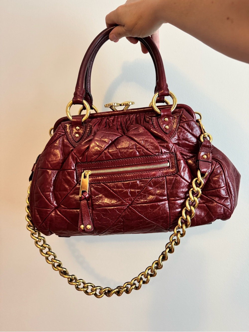 Vintage Marc Jacobs Quilted Leather Stam Bag oxblood Burgundy VGUC goth